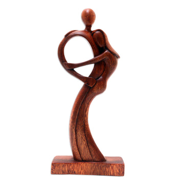 Hand Made Figurative Suar Wood Statuette - Hug Me