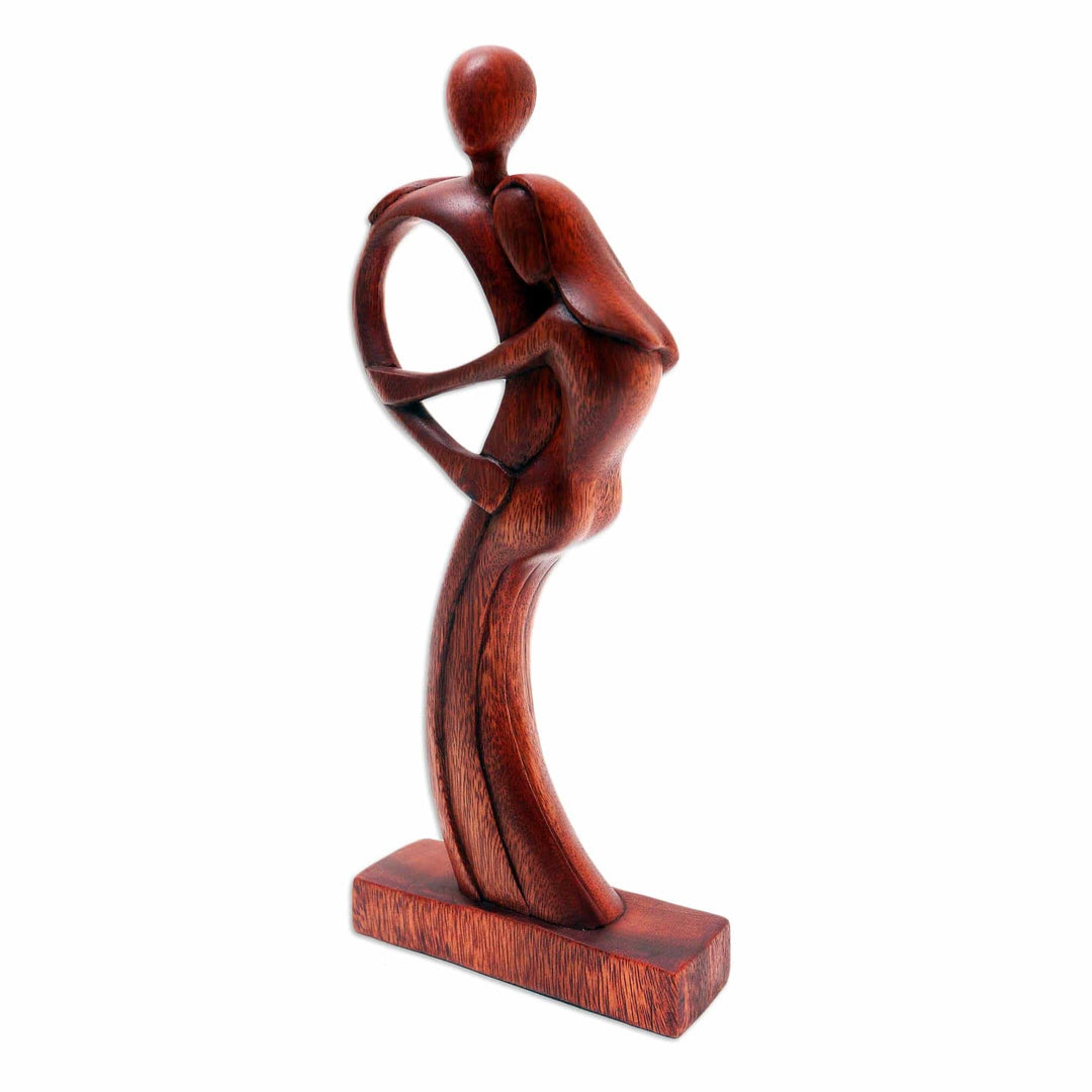 Hand Made Figurative Suar Wood Statuette - Hug Me
