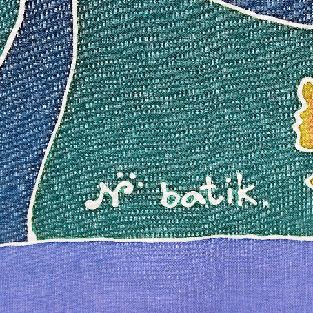 Batik Cotton Tablecloth with Floral Motif - Caribbean Blue