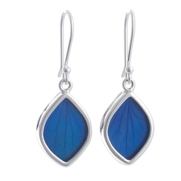 Blue Hydrangea Leaf Earrings - Nature's Gem in Blue