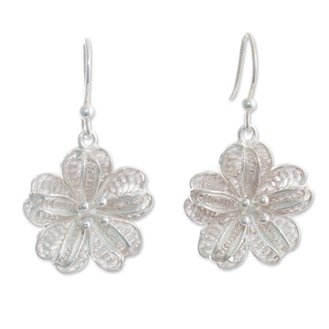 Sterling Filigree Dangle Earrings - Floral Treasure