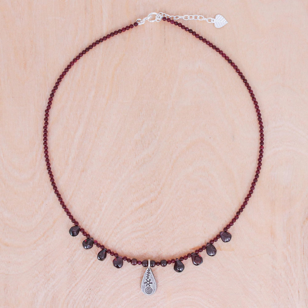 Sterling Silver and Garnet Pendant Necklace - Bewitching Lover