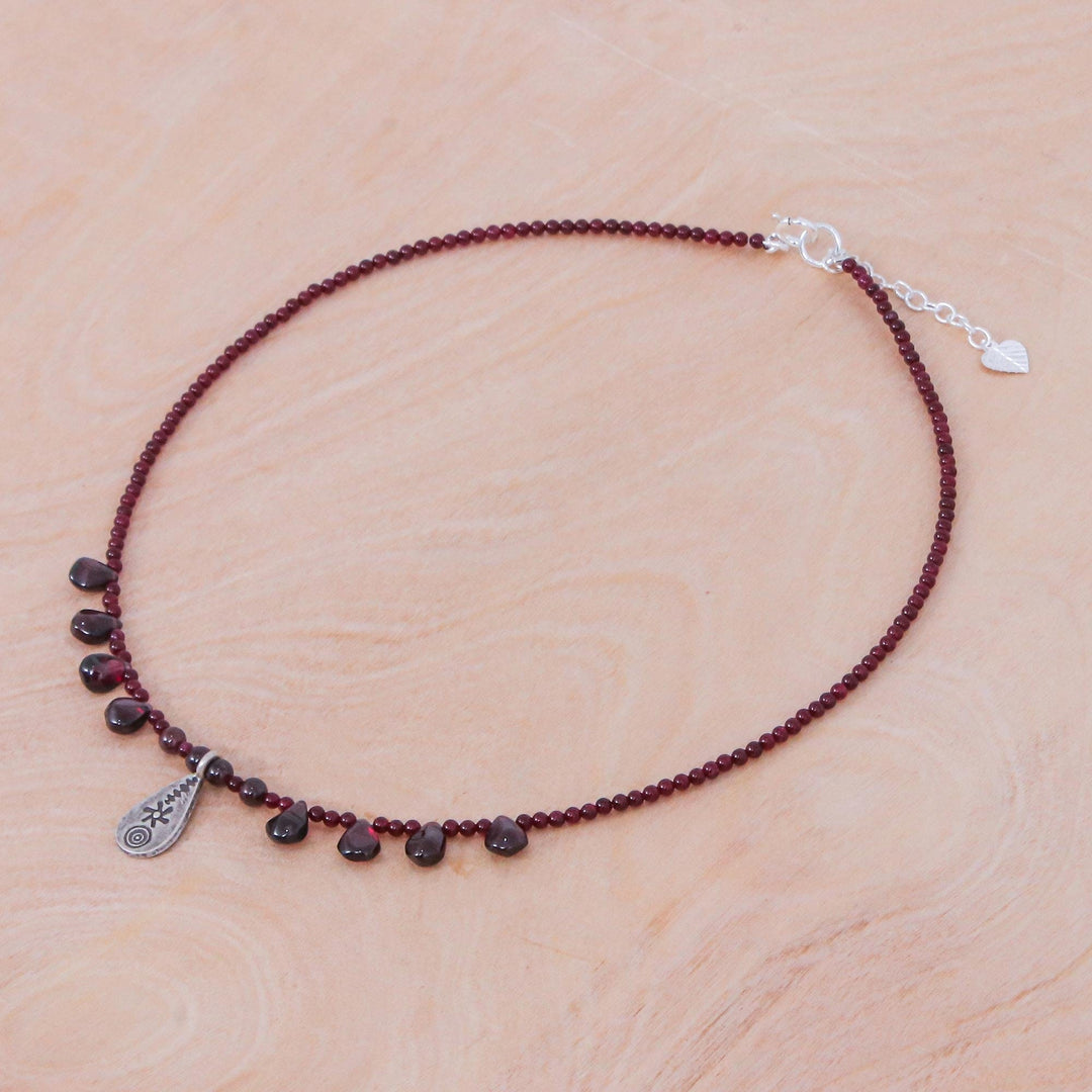 Sterling Silver and Garnet Pendant Necklace - Bewitching Lover