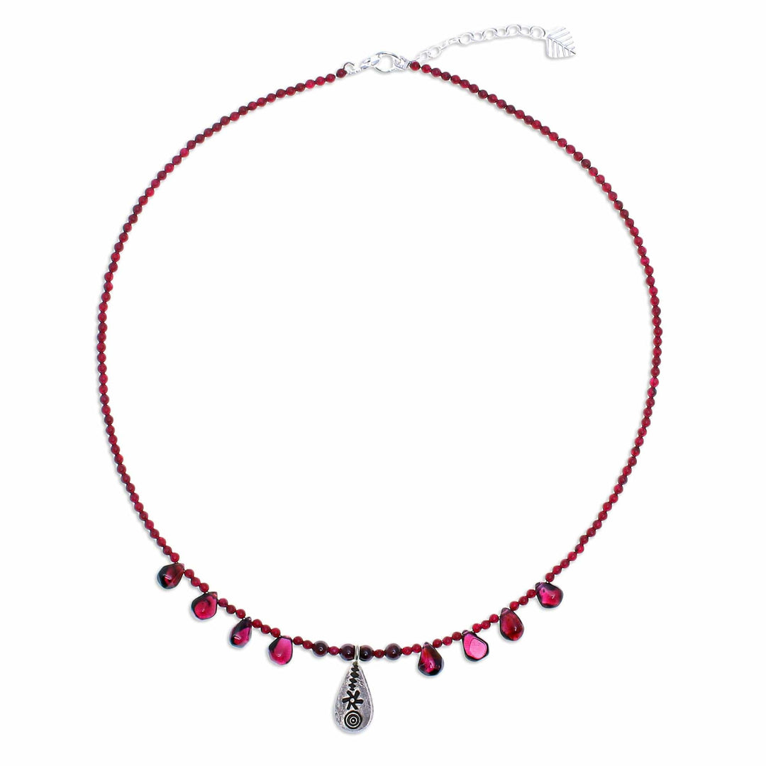Sterling Silver and Garnet Pendant Necklace - Bewitching Lover