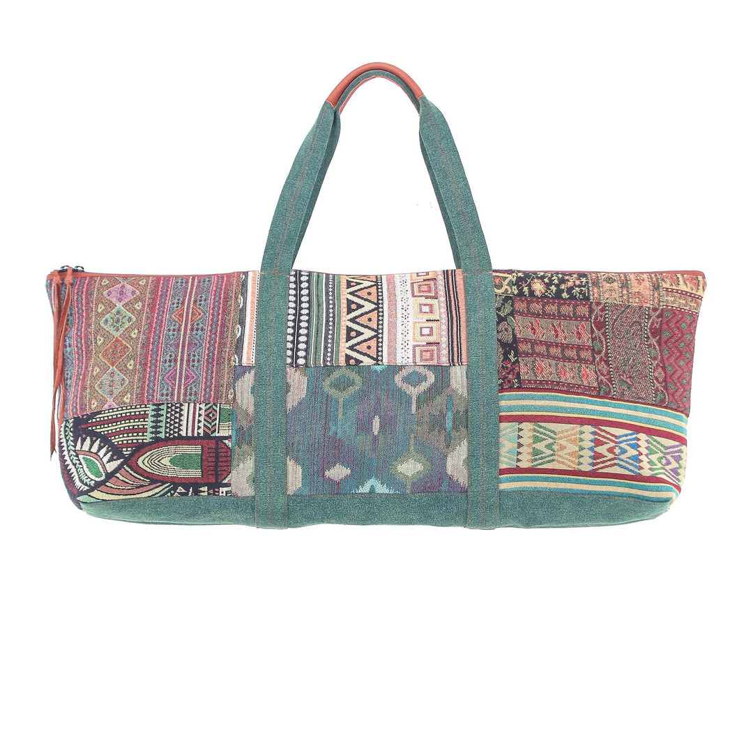 Leather Accented Cotton Blend Yoga Mat Bag - Nature Fit