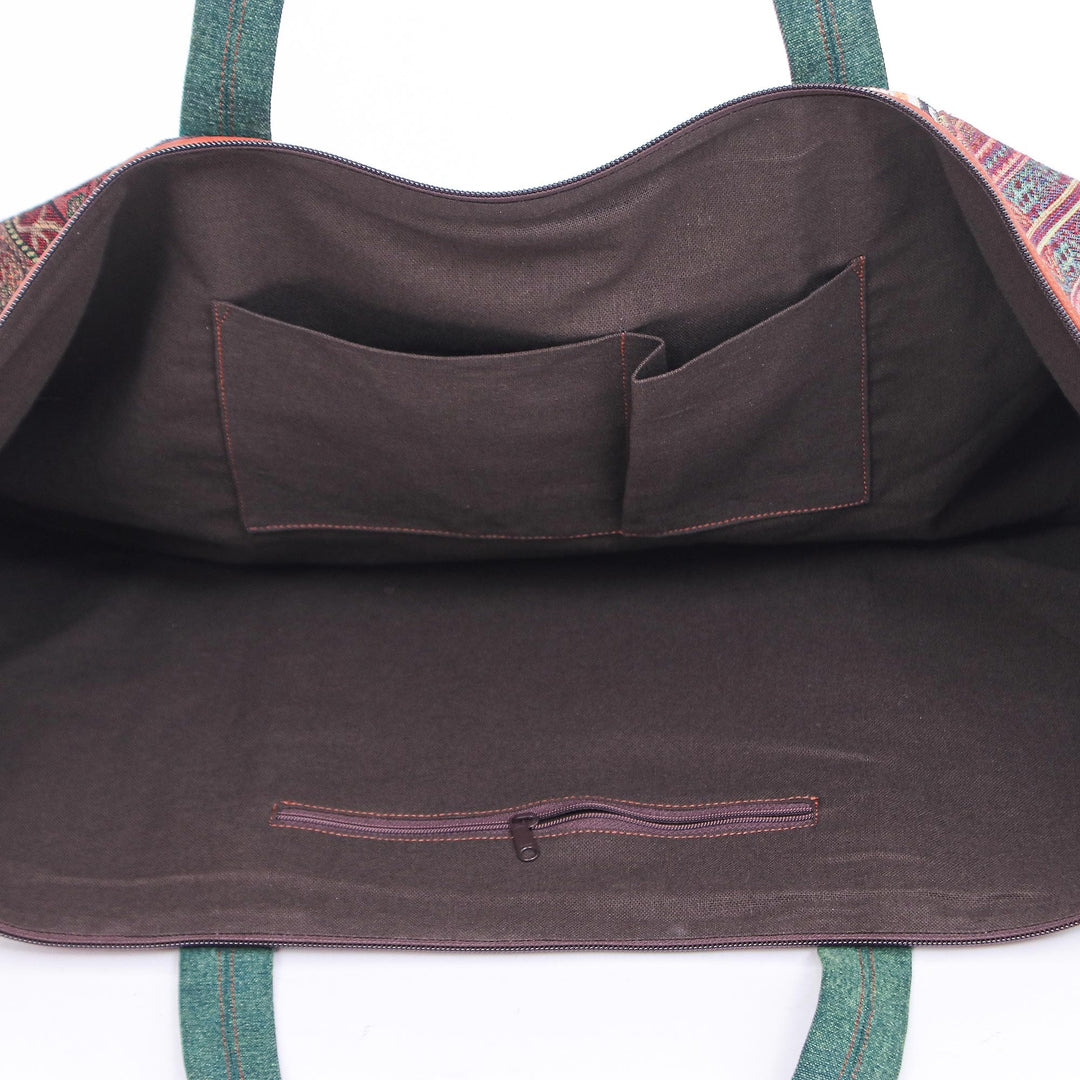 Leather Accented Cotton Blend Yoga Mat Bag - Nature Fit