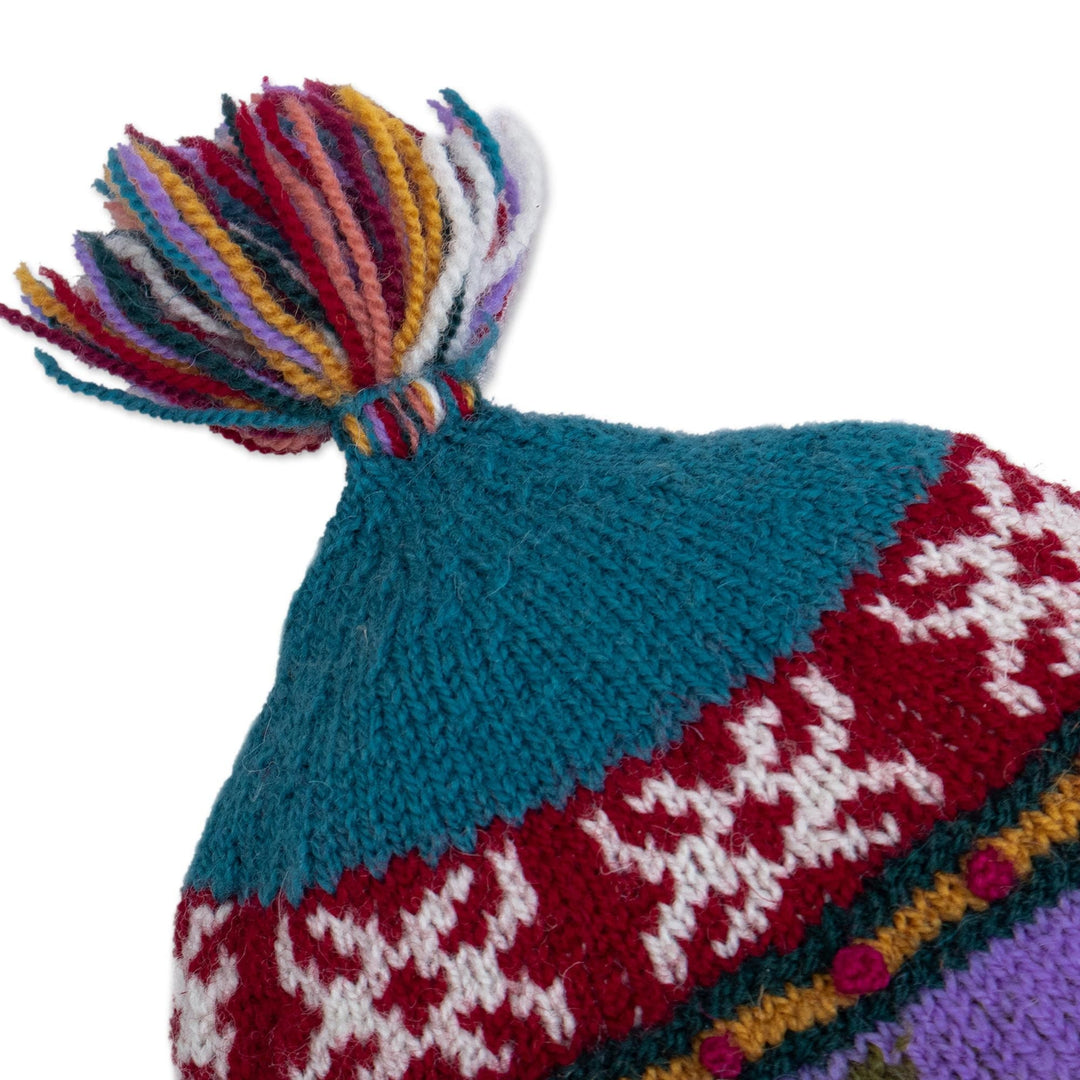Multicolored Hand Knit Wool Hat - Qanchi Dance
