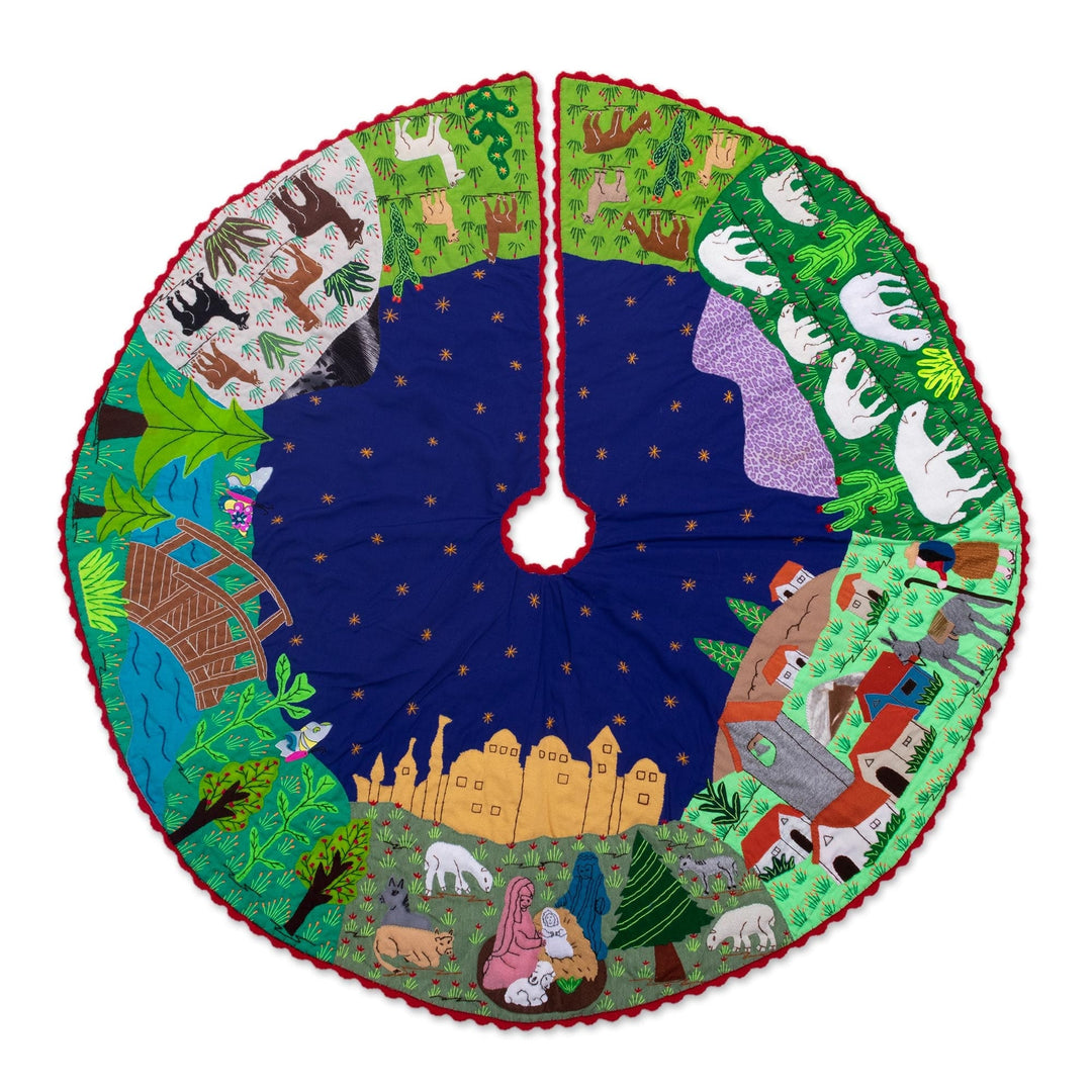 Applique Christmas Tree Skirt - Holy Night in the Andes
