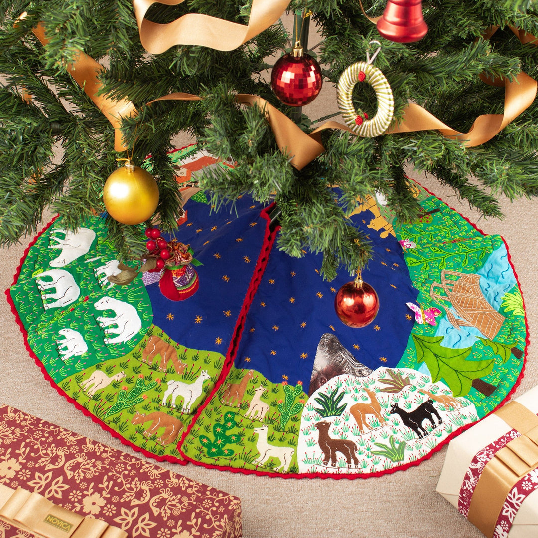 Applique Christmas Tree Skirt - Holy Night in the Andes