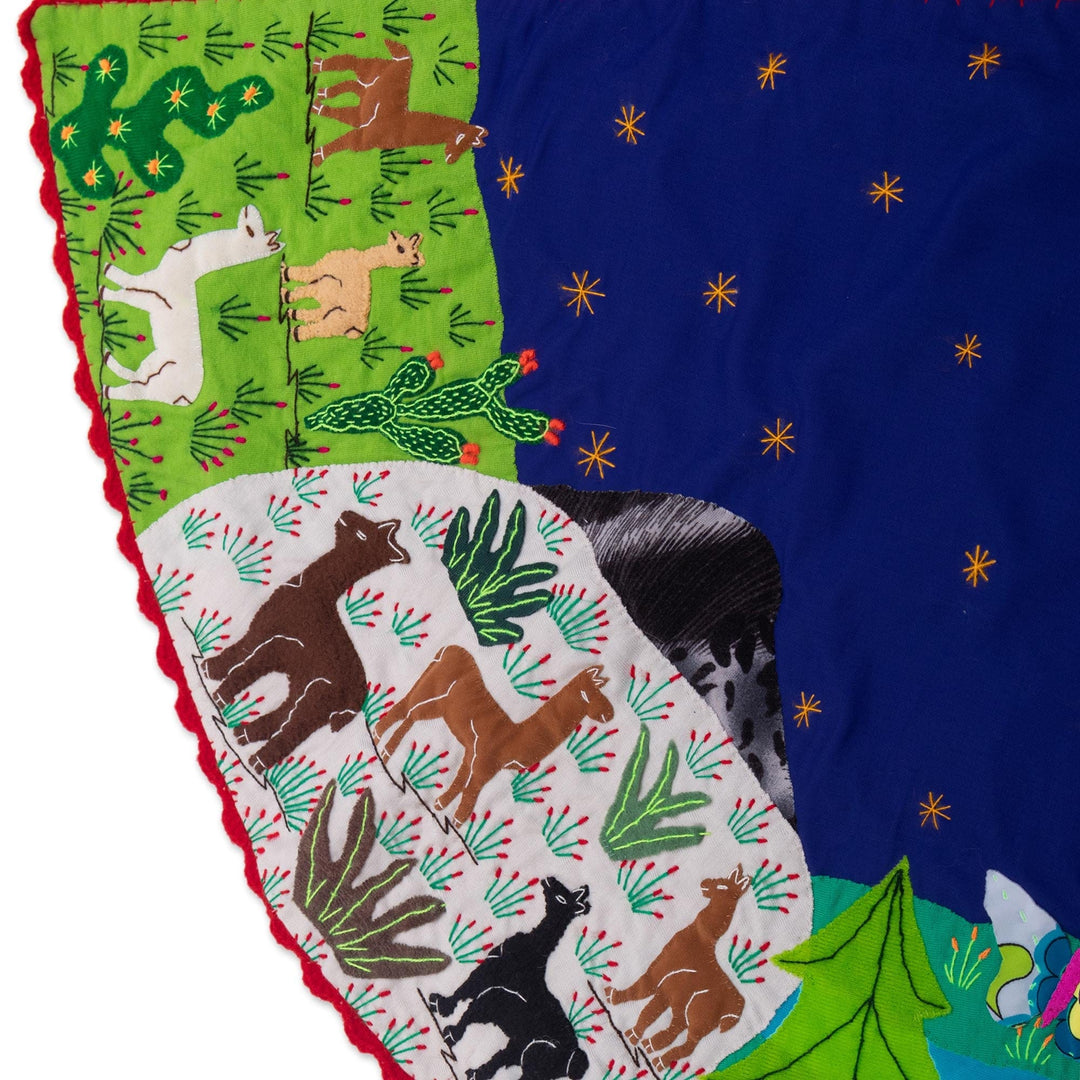 Applique Christmas Tree Skirt - Holy Night in the Andes