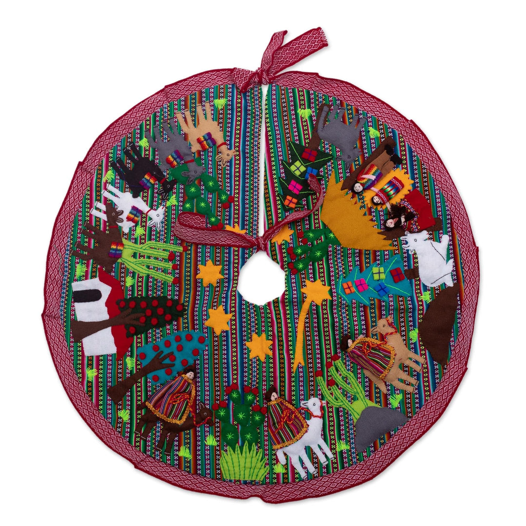 Multicolored Nativity-Themed Tree Skirt - The Journey – GlobeIn