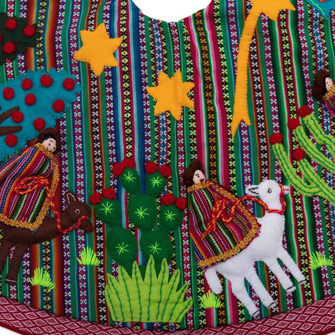 Multicolored Nativity-Themed Tree Skirt - The Journey
