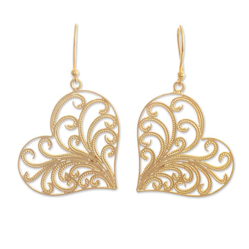 Heart-Shaped Gold-Plated Earrings - Flourishing Heart