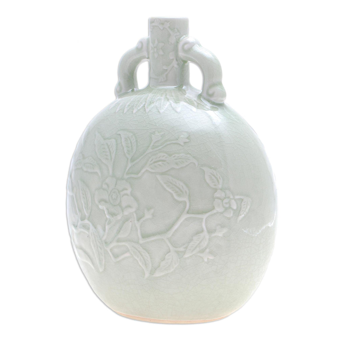 Hand Made Celadon Ceramic Floral Vase - Flower Bunch