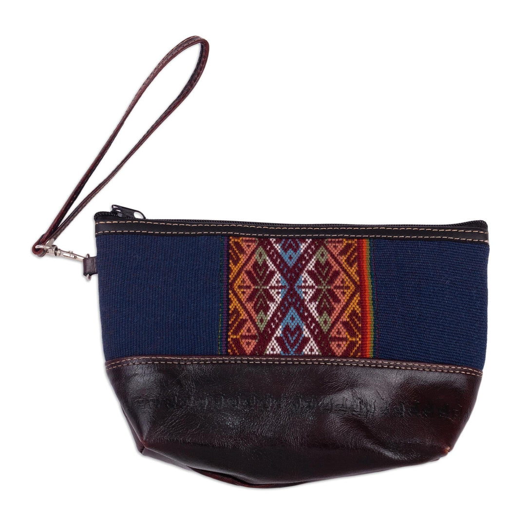 Handmade Wool and Leather Wristlet - Llama Trek