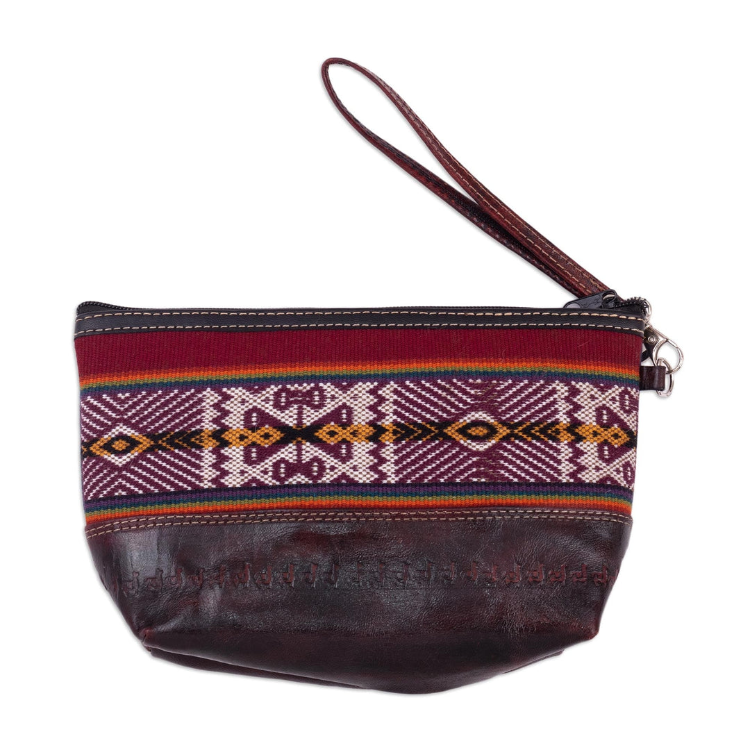 Handmade Wool and Leather Wristlet - Llama Trek