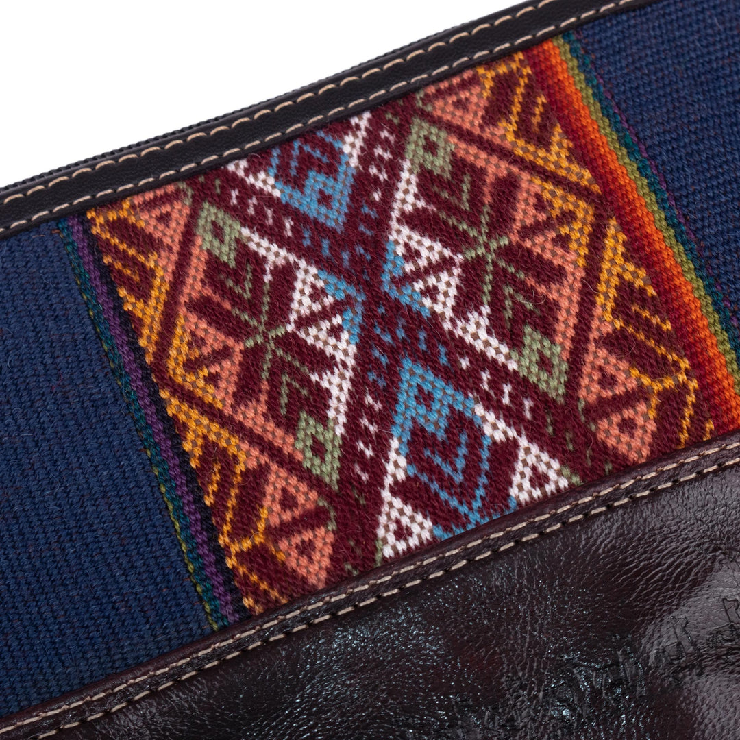Handmade Wool and Leather Wristlet - Llama Trek