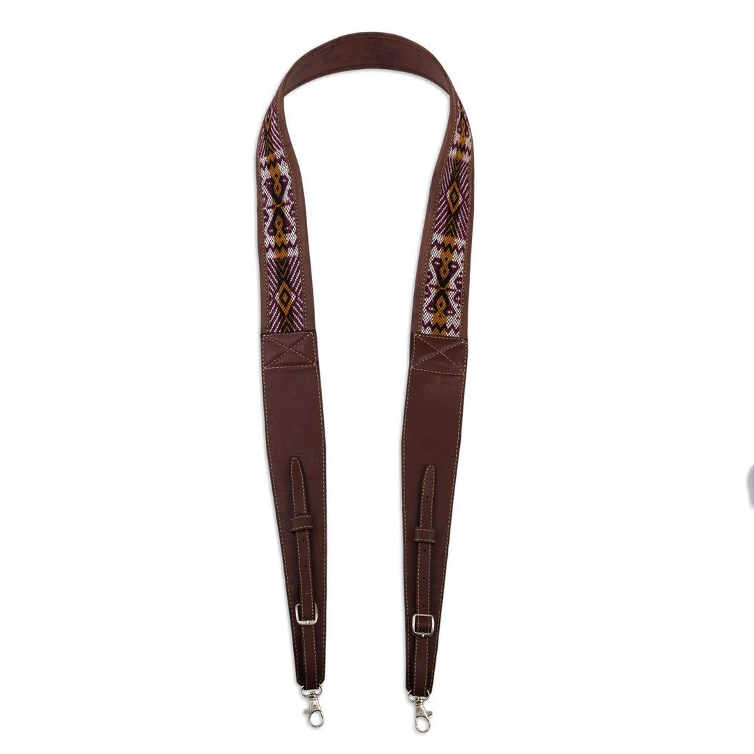 Artisan Crafted Peruvian Leather and Wool Camera Strap - Brown Adventure