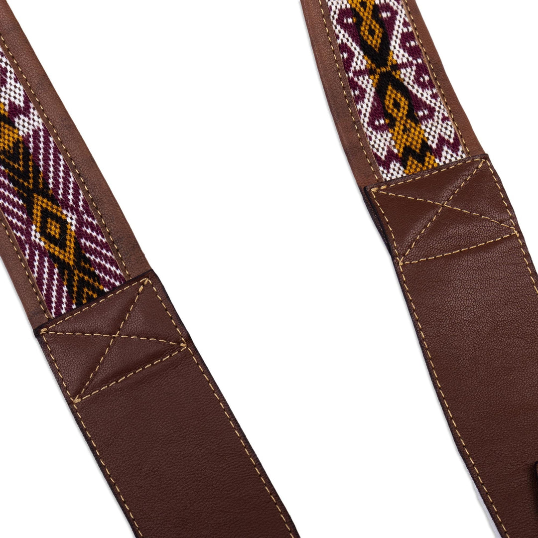 Artisan Crafted Peruvian Leather and Wool Camera Strap - Brown Adventure