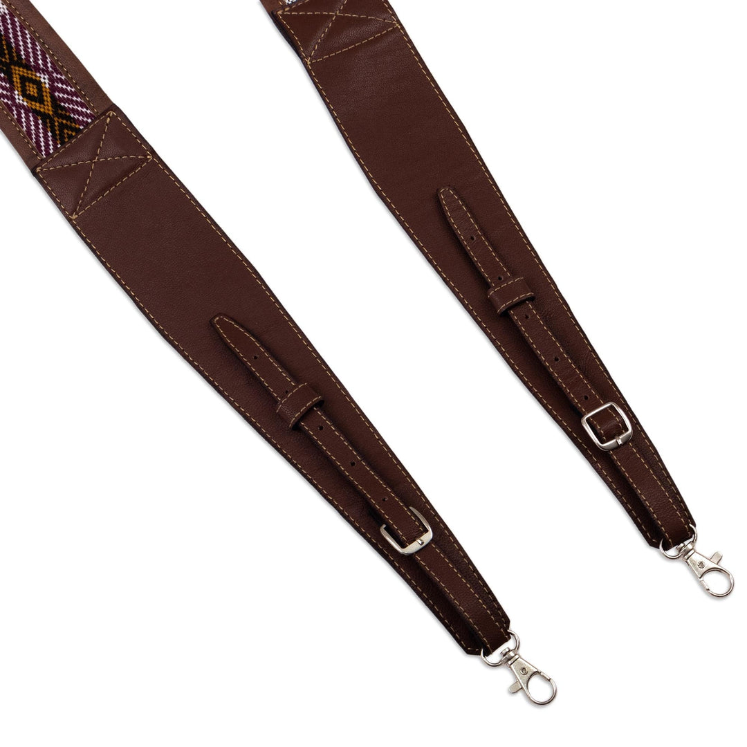 Artisan Crafted Peruvian Leather and Wool Camera Strap - Brown Adventure