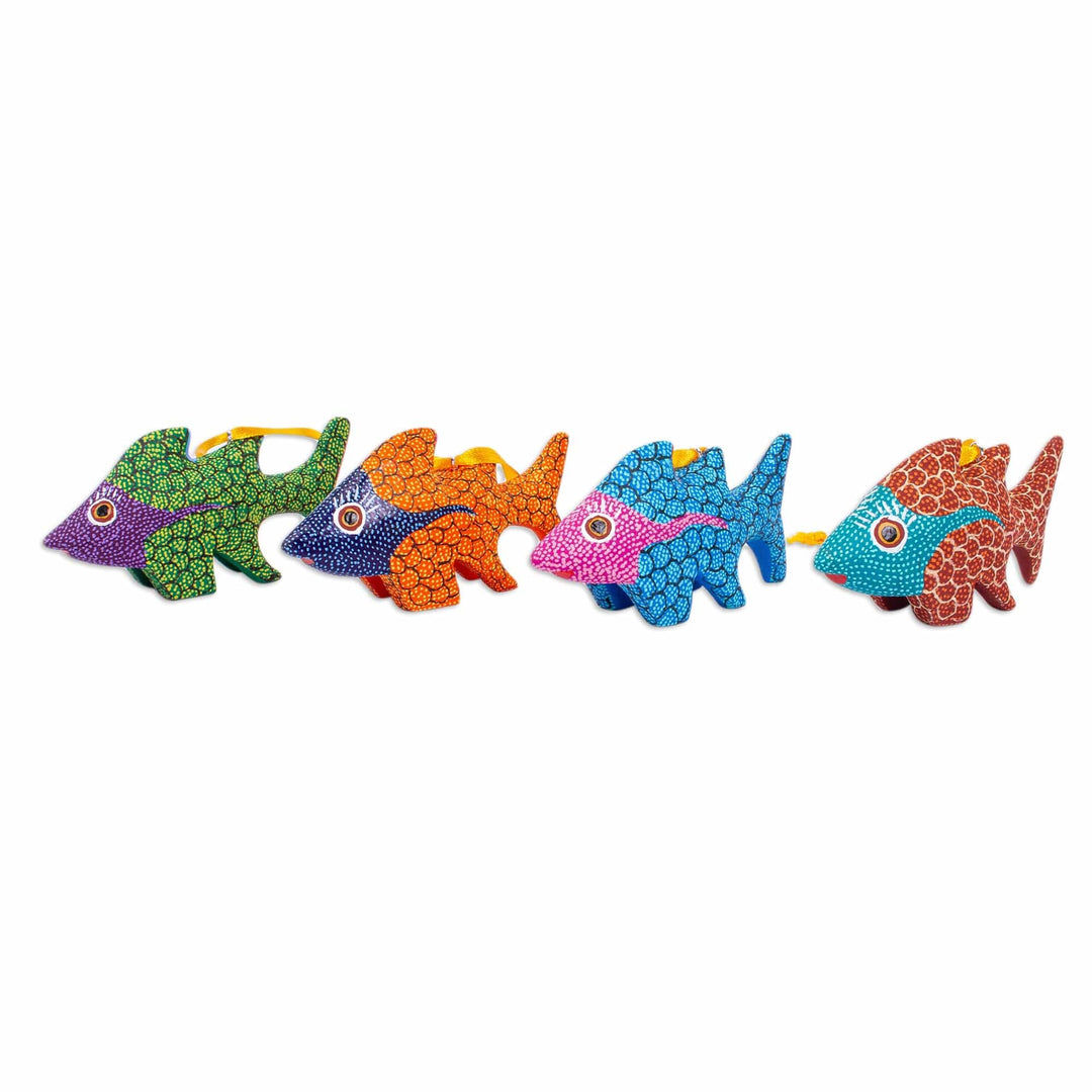 Hand Painted Fish Alebrije Ornaments (Set of 4) - Walking Fish