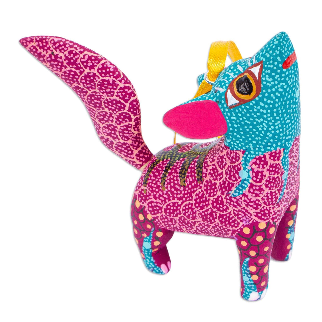 Handmade Wood Alebrije Coyote Ornaments (Set of 4) - Howling Coyotes