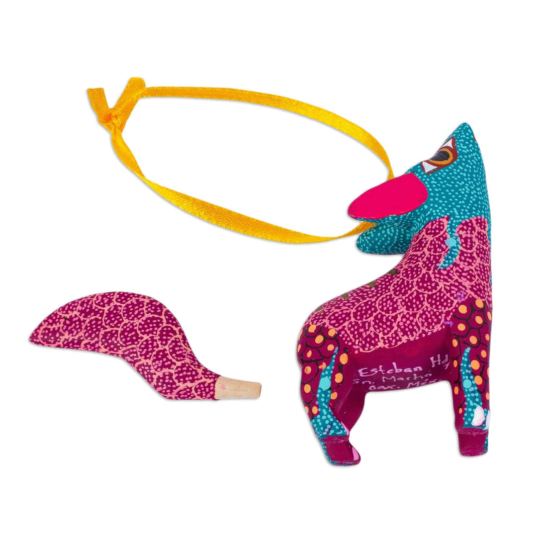 Handmade Wood Alebrije Coyote Ornaments (Set of 4) - Howling Coyotes