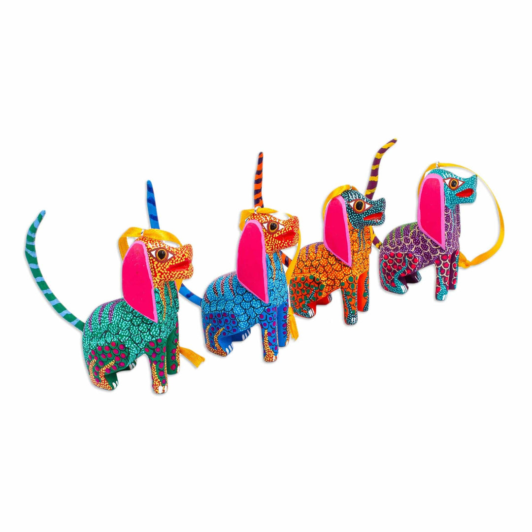 Colorful Dog Alebrije Ornaments (Set of 4) - Happy Dogs