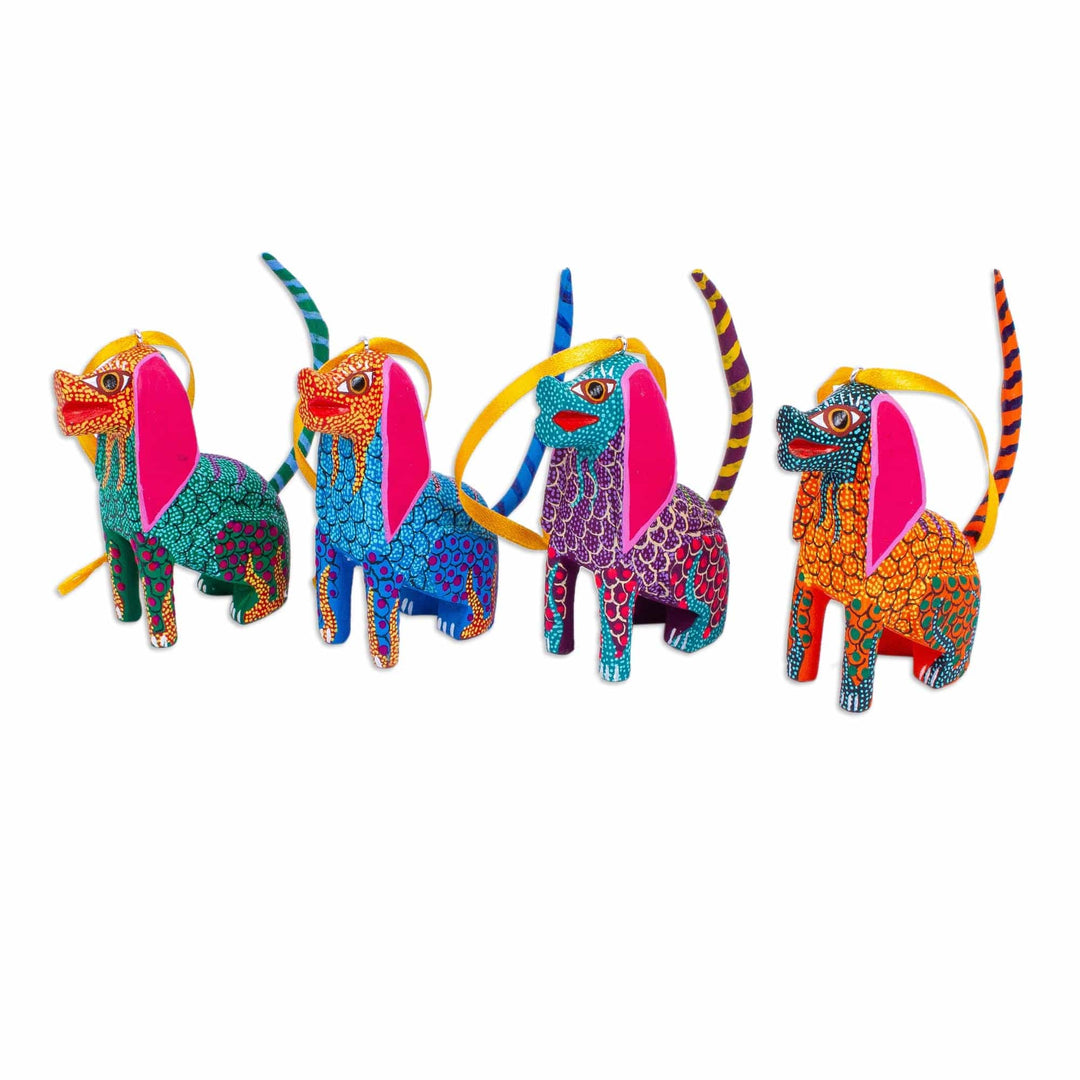 Colorful Dog Alebrije Ornaments (Set of 4) - Happy Dogs