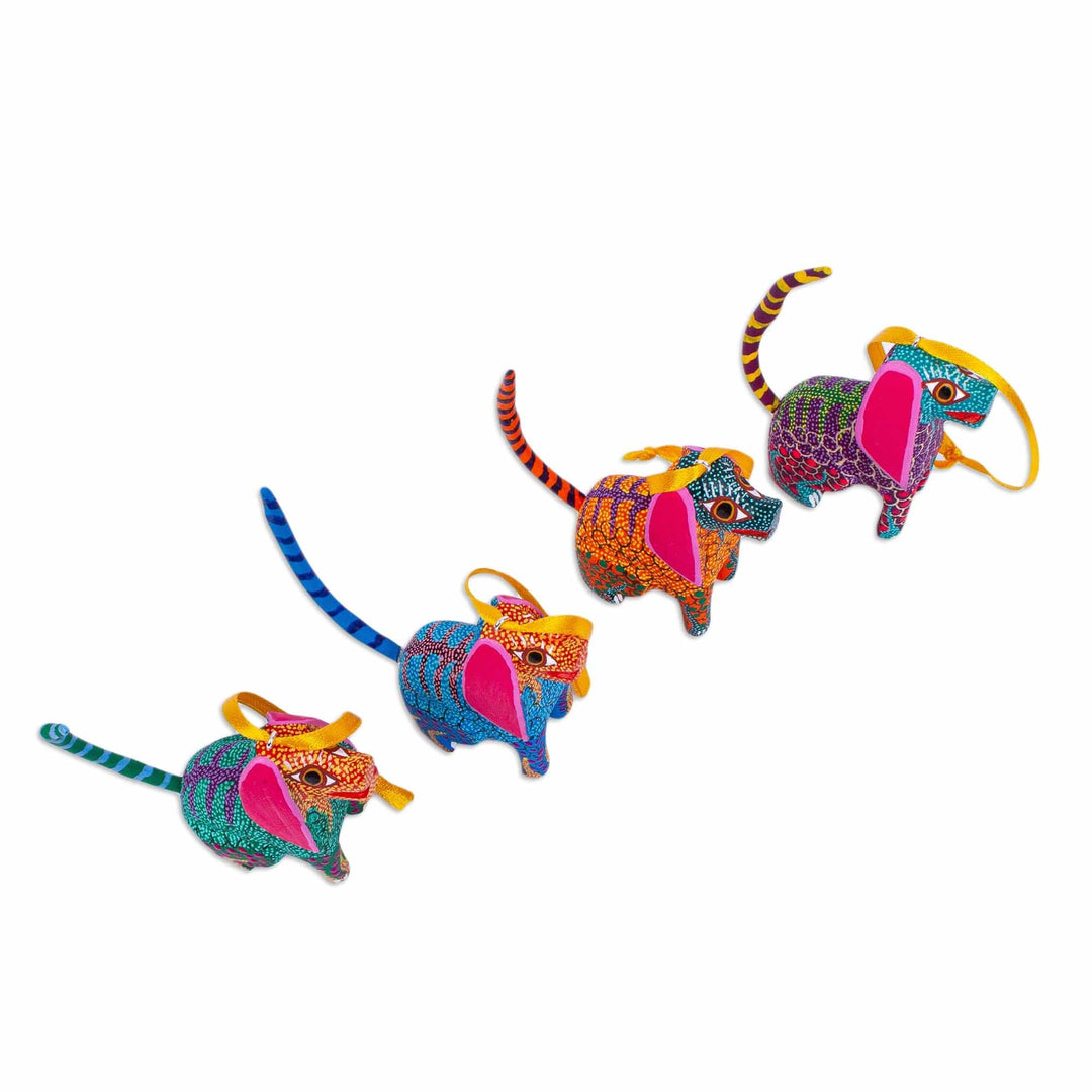 Colorful Dog Alebrije Ornaments (Set of 4) - Happy Dogs