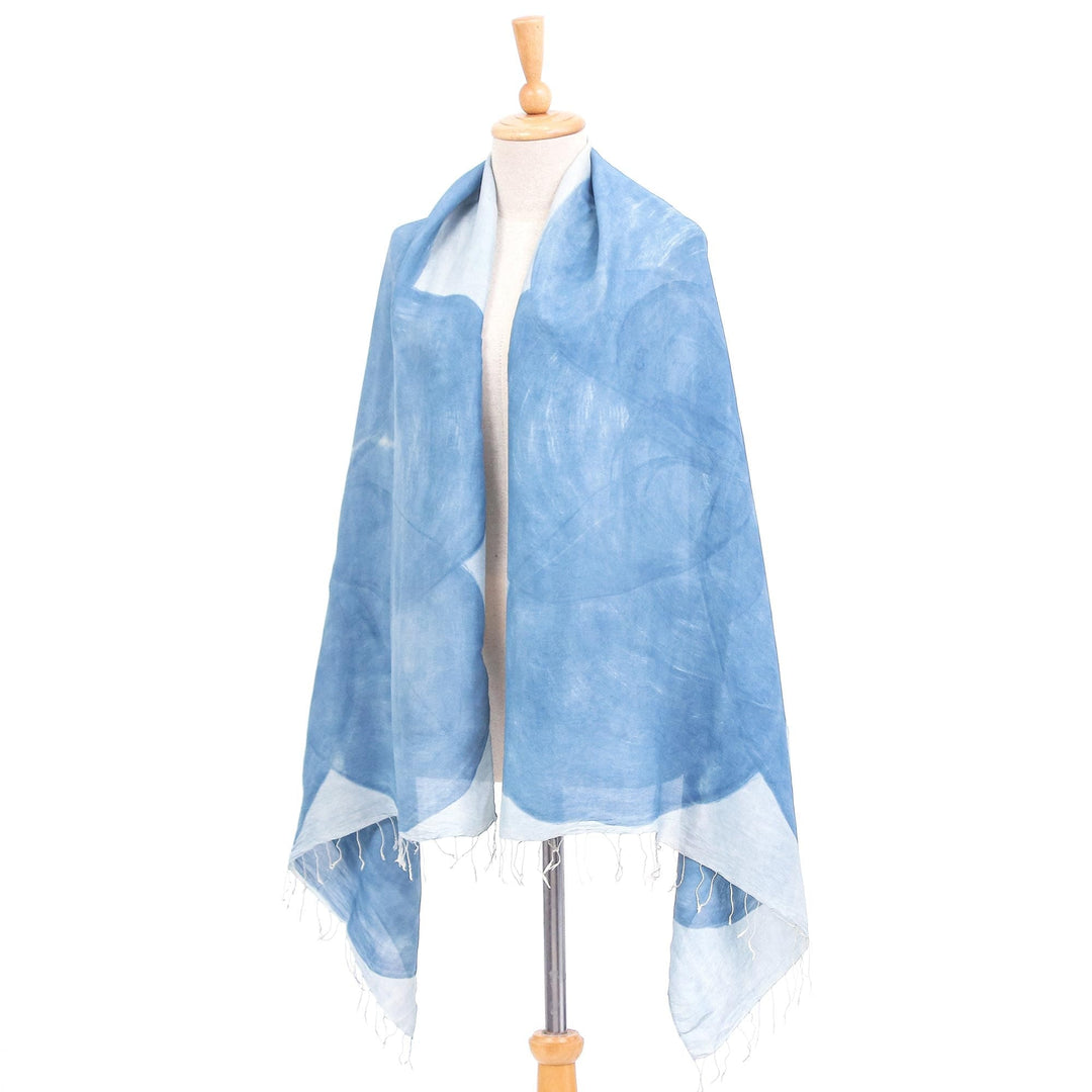 Hand-Painted Flower-Motif Silk Shawl - Lanna Flower