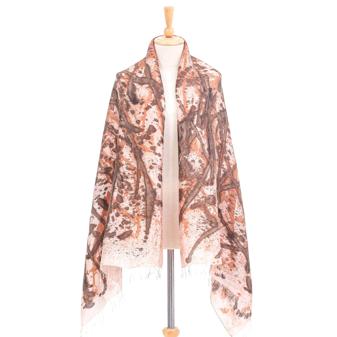 Eco-Friendly Abstract-Motif Silk Shawl - Abstract Lanna