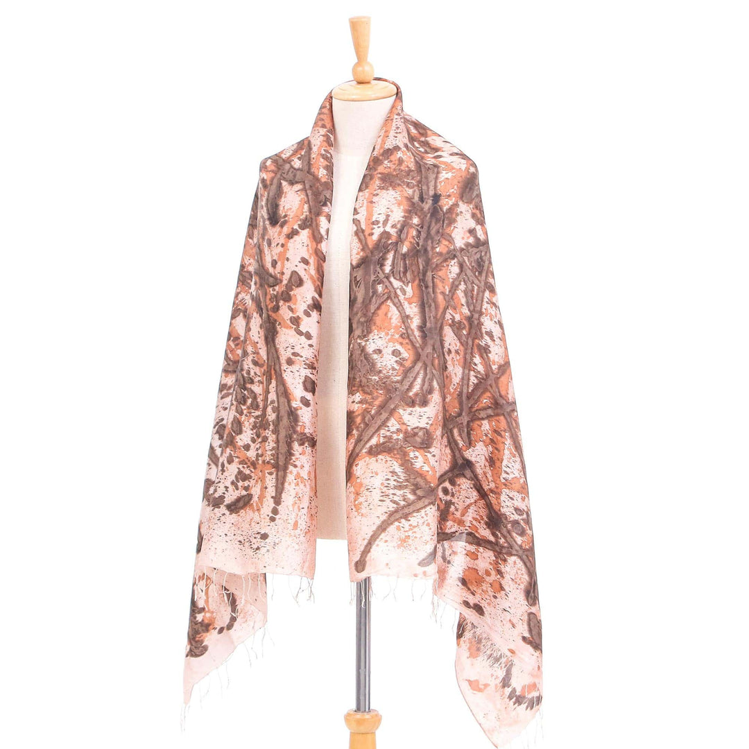 Eco-Friendly Abstract-Motif Silk Shawl - Abstract Lanna