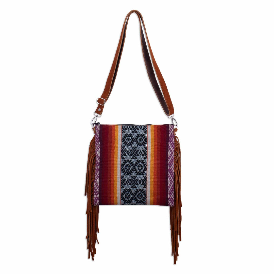 Wool Shoulder Bag with Suede Trim - Inca Inspiration