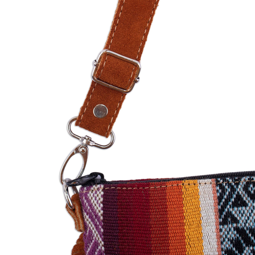Wool Shoulder Bag with Suede Trim - Inca Inspiration
