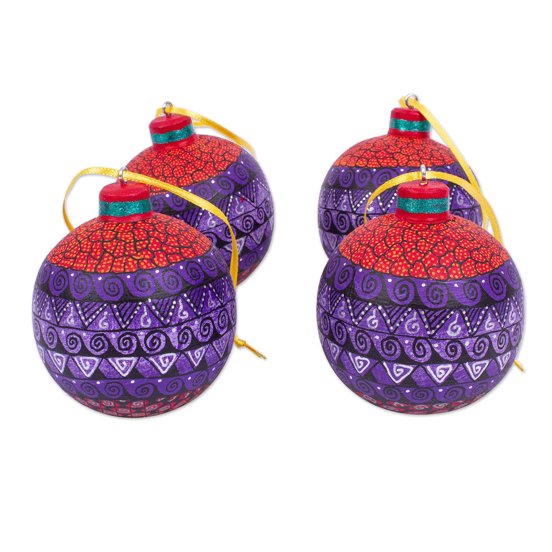 Alebrije-Style Wood Ornaments (Set of 4) - Celebration in Oaxaca