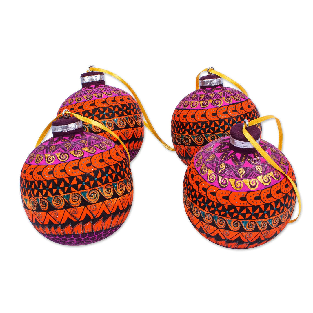 Artisan Crafted Wood Alebrije Ornaments - Oaxacan Sunrise