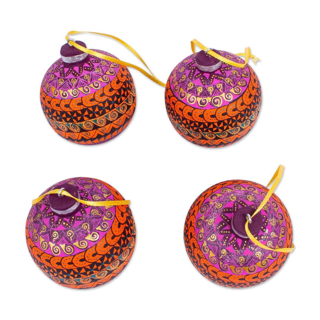 Artisan Crafted Wood Alebrije Ornaments - Oaxacan Sunrise