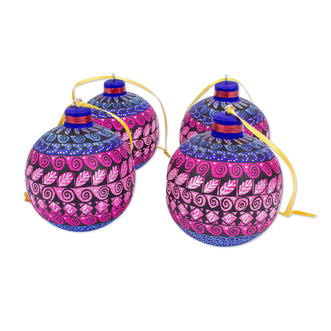 Handmade Alebrije-Style Ornaments (Set of 4) - Oaxacan Sunset