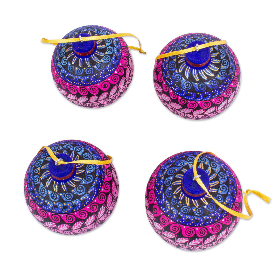 Handmade Alebrije-Style Ornaments (Set of 4) - Oaxacan Sunset