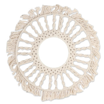 Hand Crafted Cotton Macrame Wall Mirror - Shining Reflection