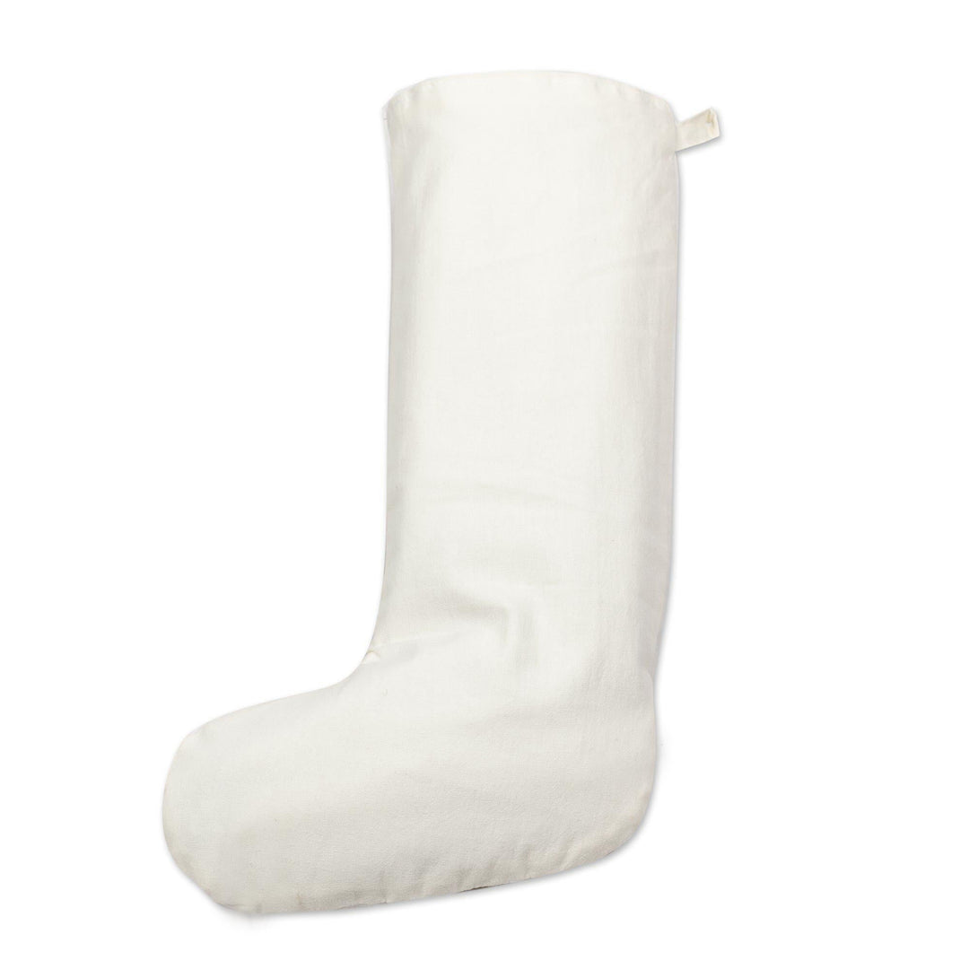 Dark Green Tenango Embroidered Christmas Stocking - Tenango Boot in Green