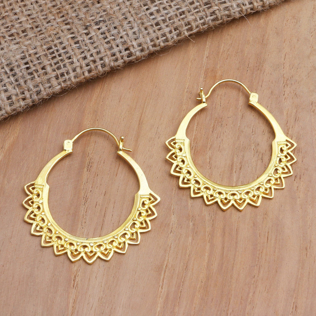 Handcrafted Gold-Plated Hoop Earrings from Bali - Balanced Soul