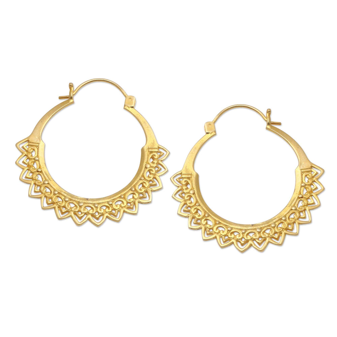 Handcrafted Gold-Plated Hoop Earrings from Bali - Balanced Soul