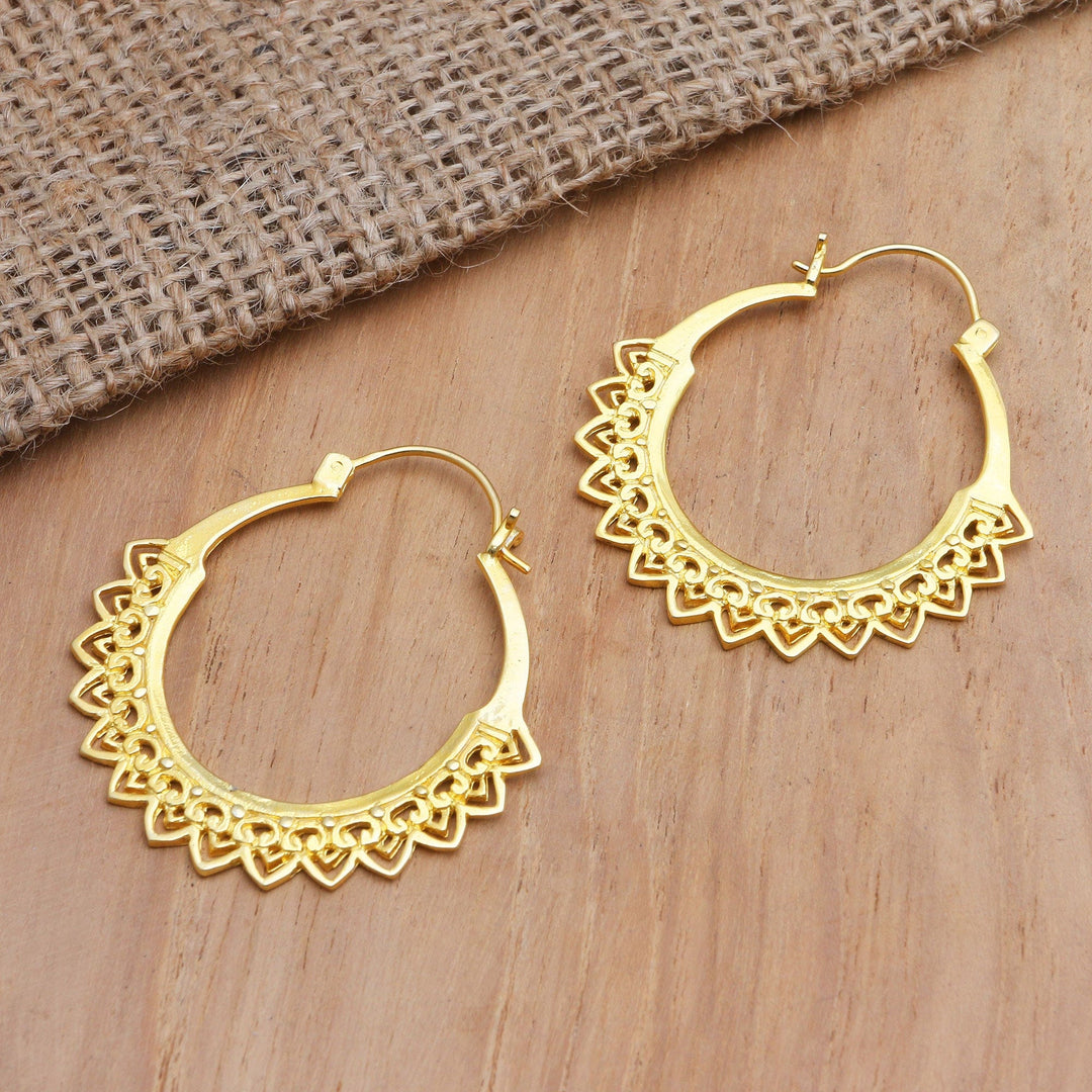 Handcrafted Gold-Plated Hoop Earrings from Bali - Balanced Soul
