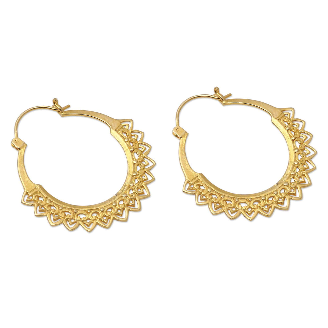 Handcrafted Gold-Plated Hoop Earrings from Bali - Balanced Soul