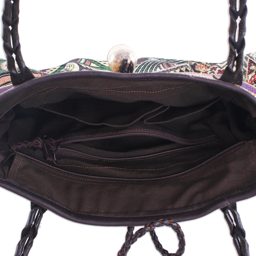 Cotton Blend and Leather Trim Shoulder Bag - Breathe Easy in Green