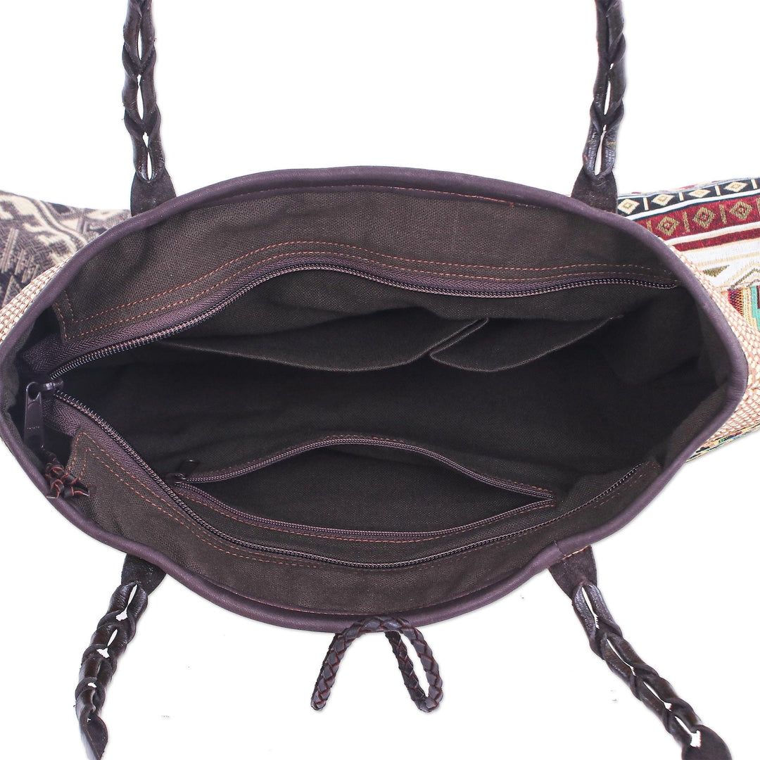 Cotton Blend and Leather Shoulder Bag - Shopping Day in Yellow