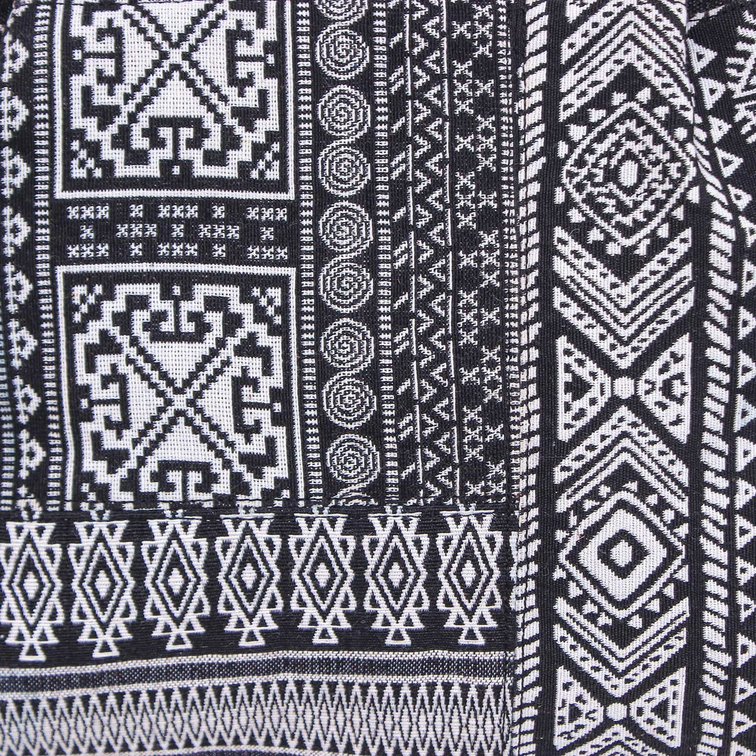 Thai Black and White Cotton Blend Sling Bag - Intermission in Black