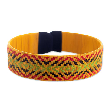 Zenu Multicolored Natural Fiber Cuff Bracelet from Colombia - Caribbean Sun